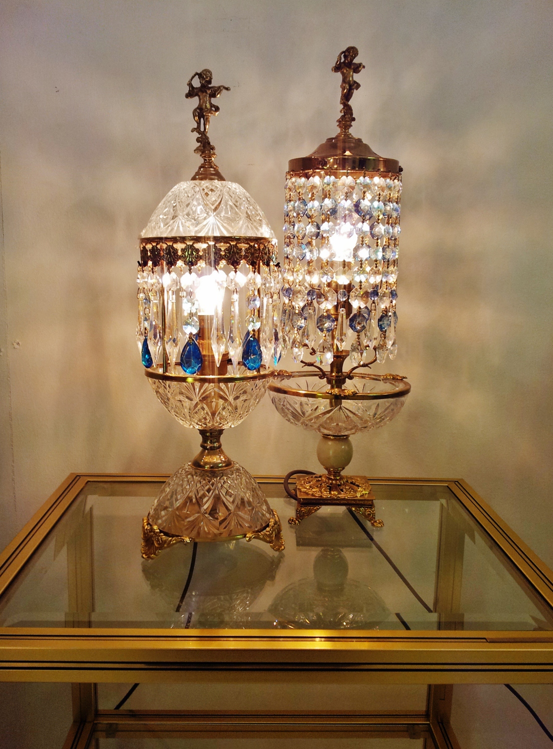 Pair of vintage table lamps, Neo Empire Vintage Empire Style French Table Lamp